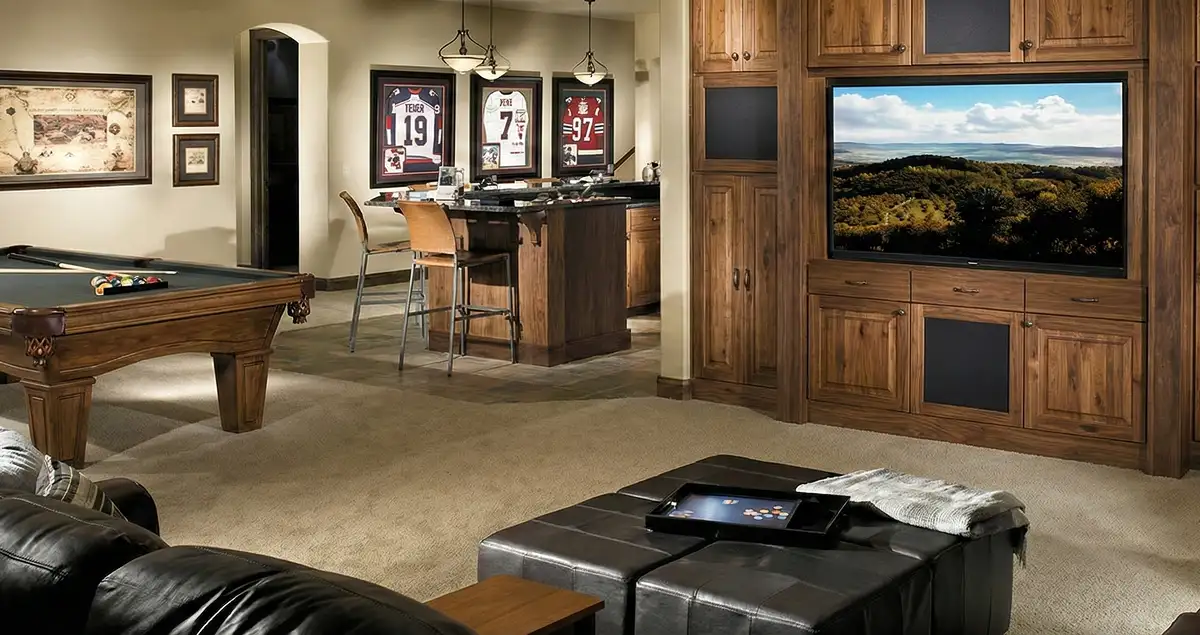 finished basement remodeling project transforming a basement into a comfortable living space in Bradenton, FL