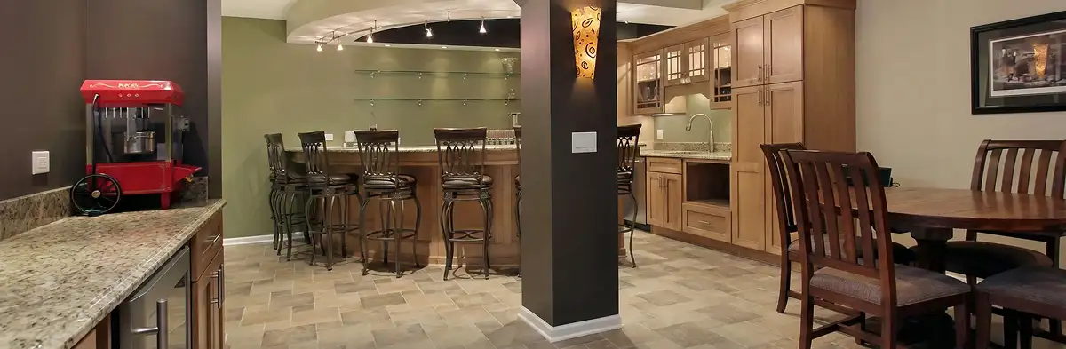 modern basement remodeling with custom finishes and open layout in a home in Bradenton, FL